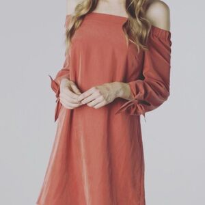 Elegant Off-Shoulder Coral Dress